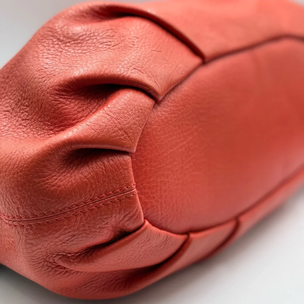 MCM Large Orange Embossed Leather Satchel two-way carry - Picture 6 of 11